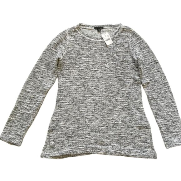 NWT JCREW Marled Sweater Top Womens XS Black White Crew Neck Tunic NEW Gray - Picture 4 of 12